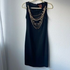 Tory Burch dress  black classic with Gold chains Small